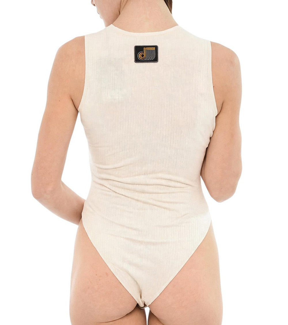 Off White Textured V Neck Top 2