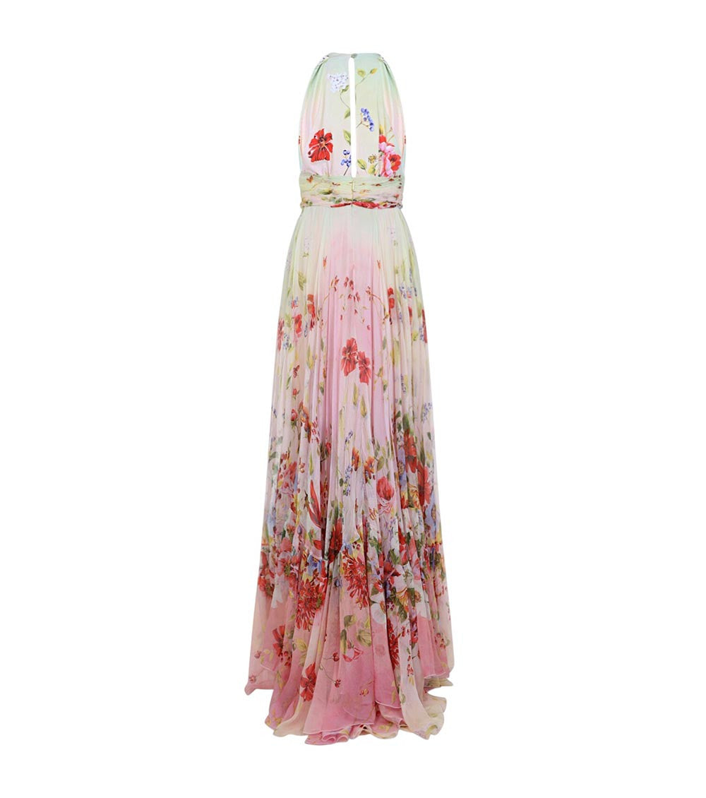 Multicolor Floral Halter Neck Maxi Dress 2