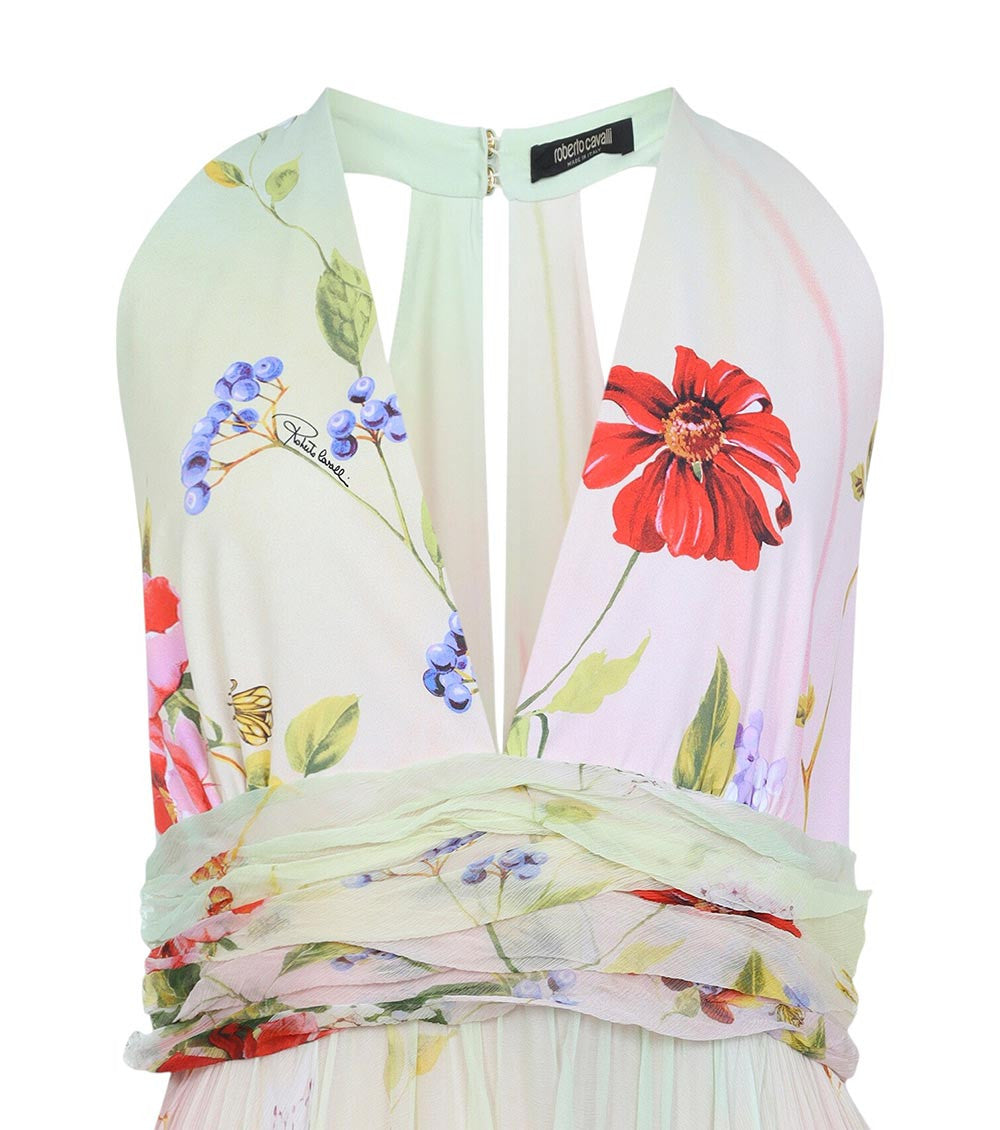 Multicolor Floral Halter Neck Maxi Dress 4