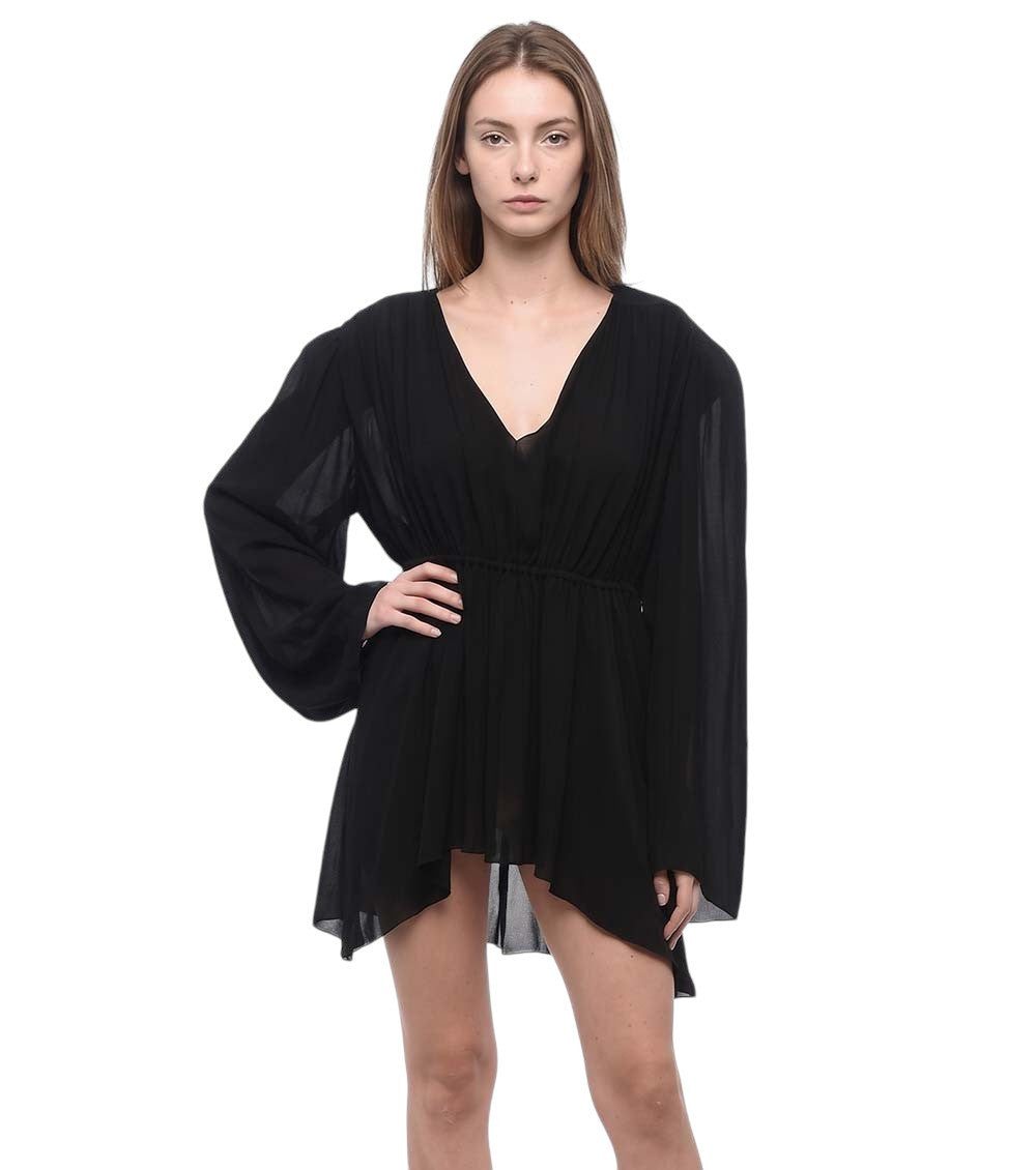Black V Neck Mini Dress 1