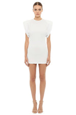 White Round Neck Mini Dress 1