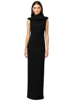 Black Solid Hood Full Length Dress 1