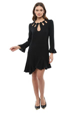 Black Round Neck Mini Dress 1