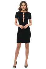 Black Round Neck Mini Dress 1