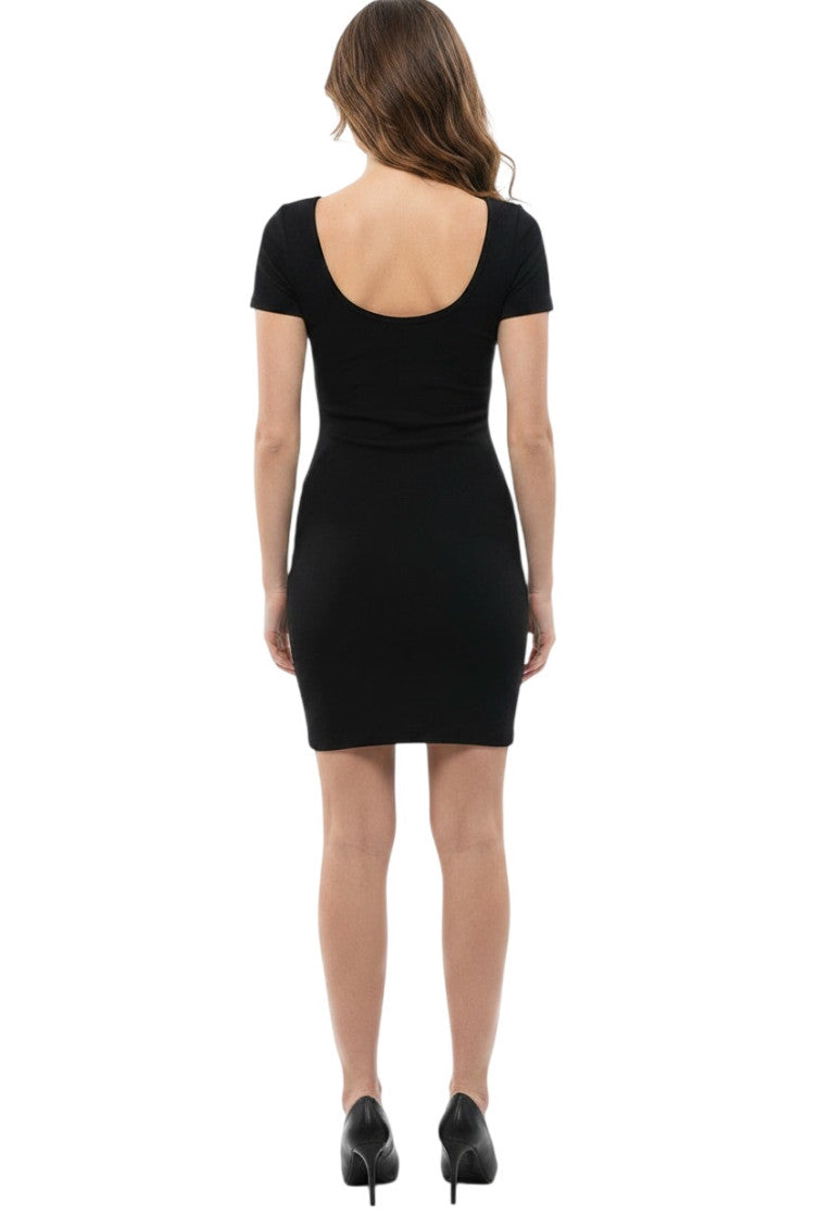 Black Round Neck Mini Dress 2