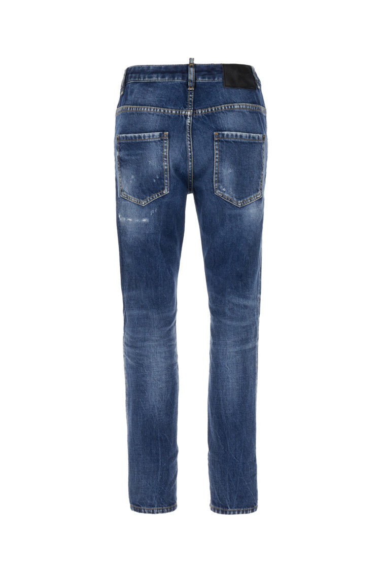 Blue Slim Mid Rise Jeans 2