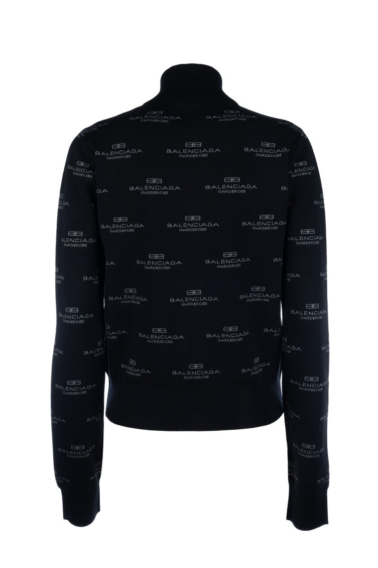 Black Logo Mock Collar Sweater 2