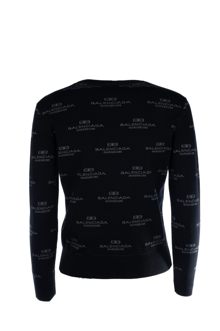 Black Logo Print Crew Neck Sweater 2