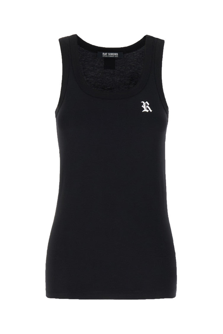 Black Logo Scoop Neck Top 1
