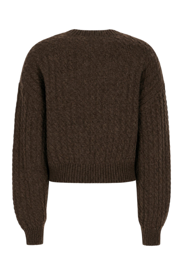 Brown Knitted Crew Neck Sweater 2