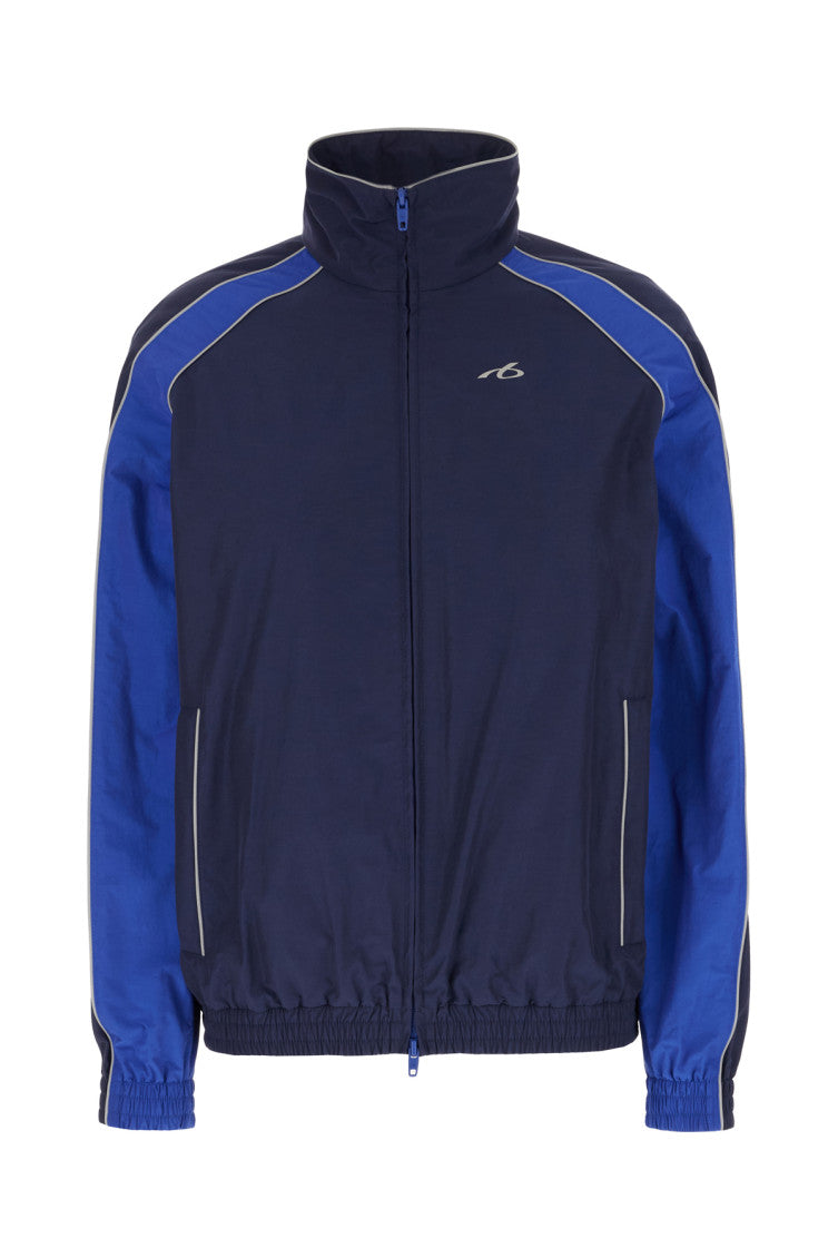 Blue Color Block Mock Collar Sweatshirt 1