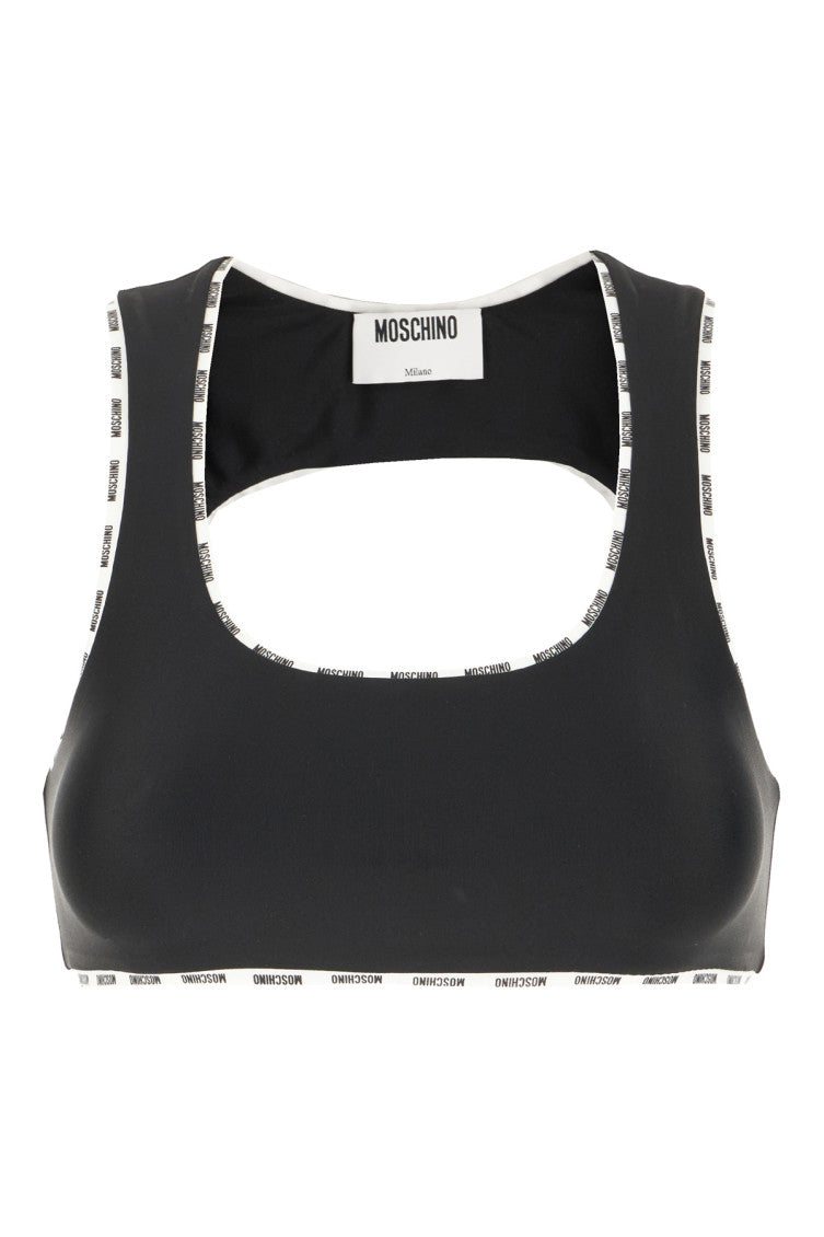 Black Logo Scoop Neck Top 1