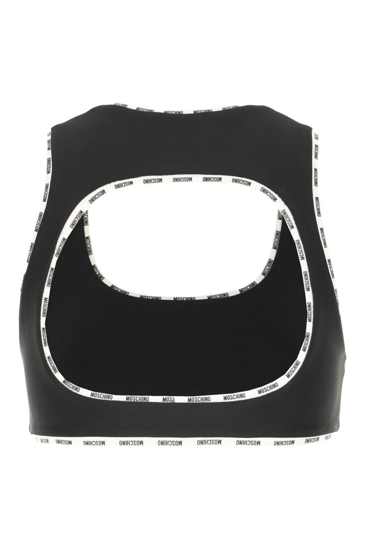 Black Logo Scoop Neck Top 2