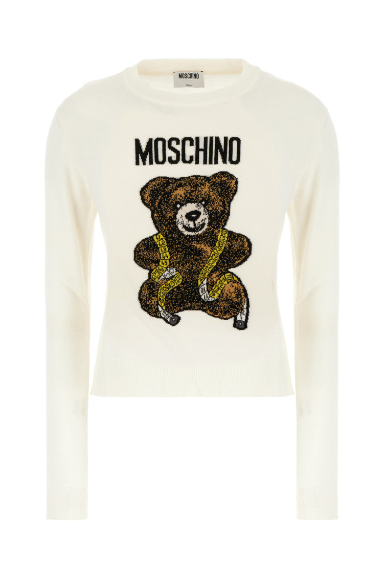 Beige Graphic Crew Neck Sweater 1