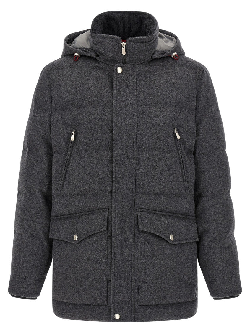 Grey Solid Hooded Jacket 1