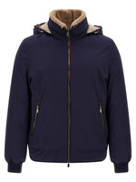 Blue Solid Hooded Jacket 1