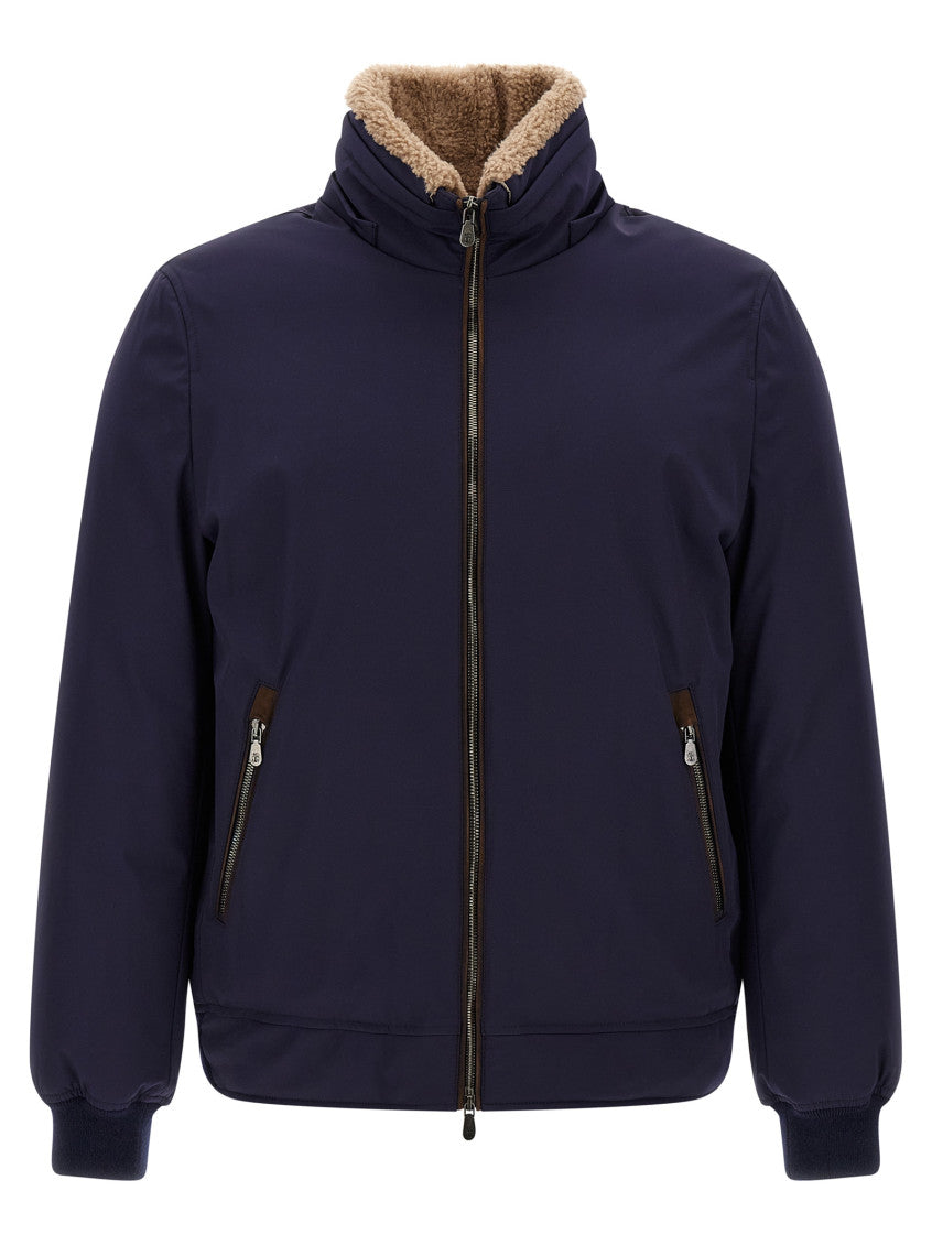 Blue Solid Hooded Jacket 2