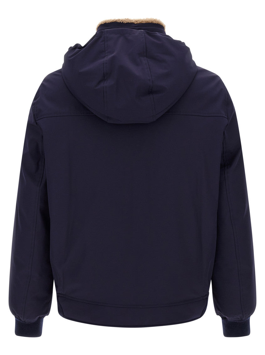 Blue Solid Hooded Jacket 3