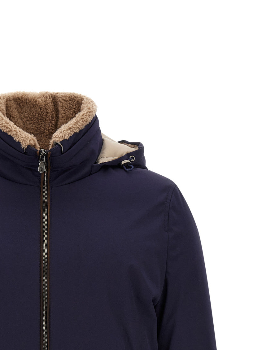 Blue Solid Hooded Jacket 4