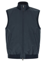 Blue Solid Mock Collar Jacket 1