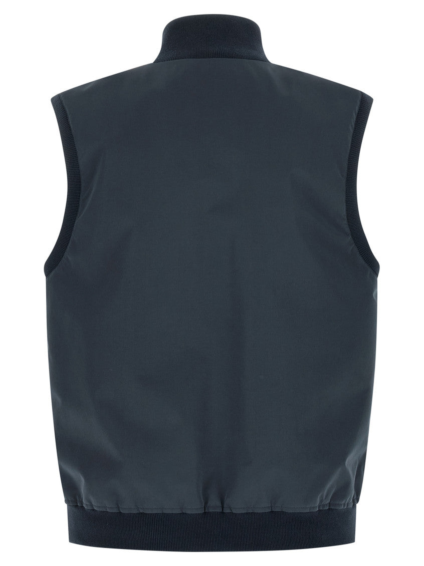 Blue Solid Mock Collar Jacket 2