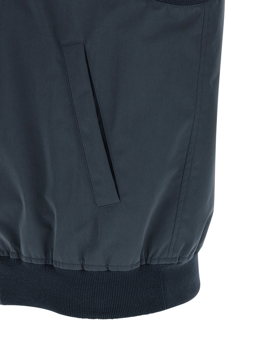 Blue Solid Mock Collar Jacket 4
