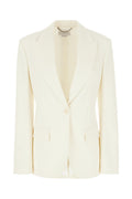 Beige Solid Notched Lapel Blazer 1