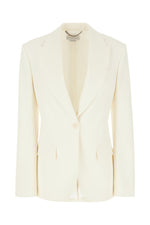 Beige Solid Notched Lapel Blazer 1