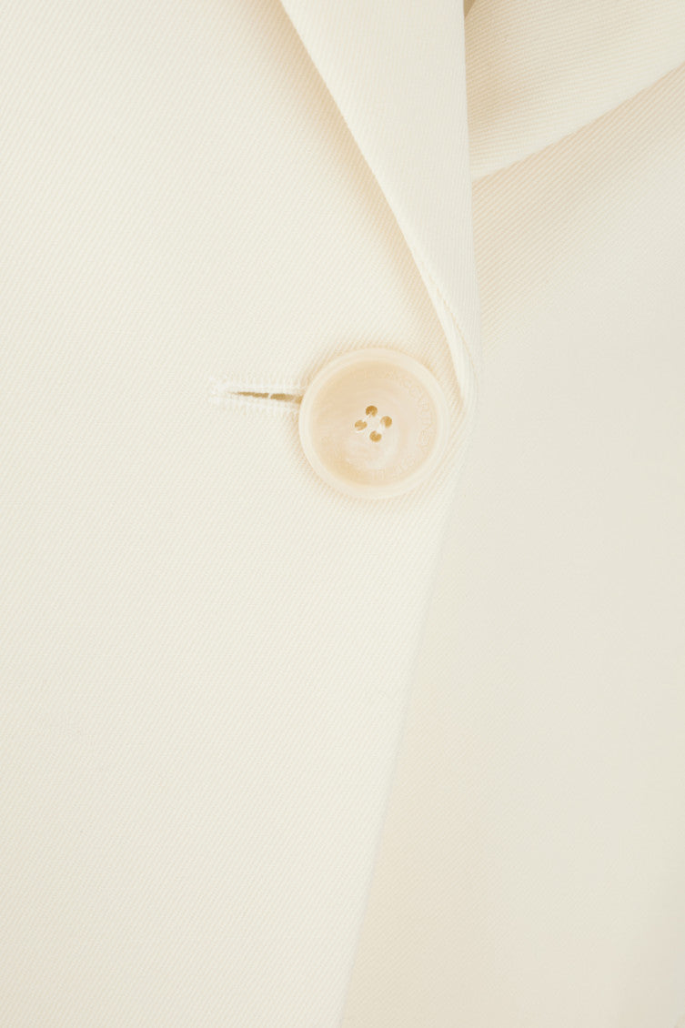 Beige Solid Notched Lapel Blazer 3