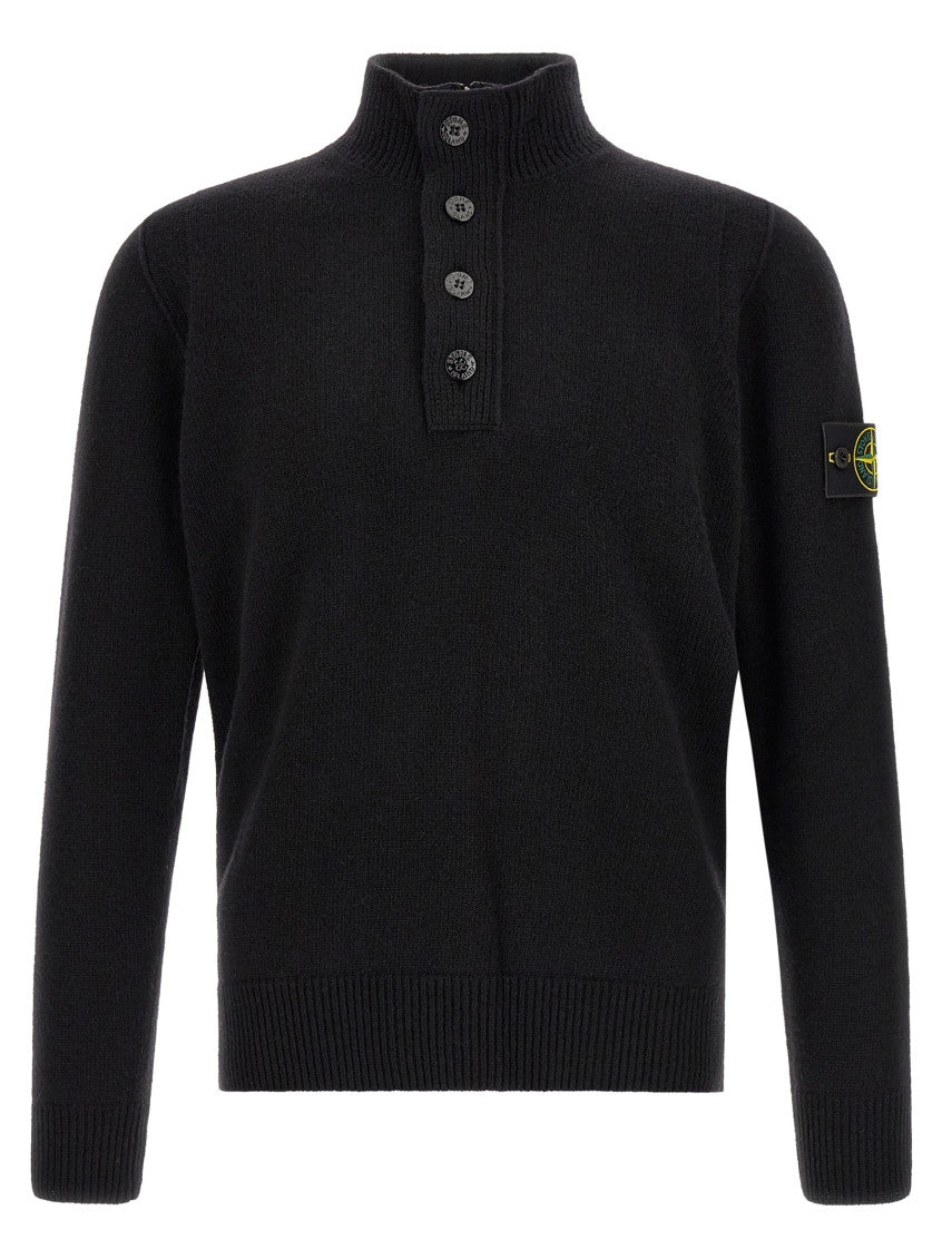 Black Solid Mock Collar Sweater 1