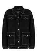 Black Textured Shirt Collar Jacket 1