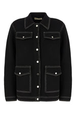 Black Textured Shirt Collar Jacket 1