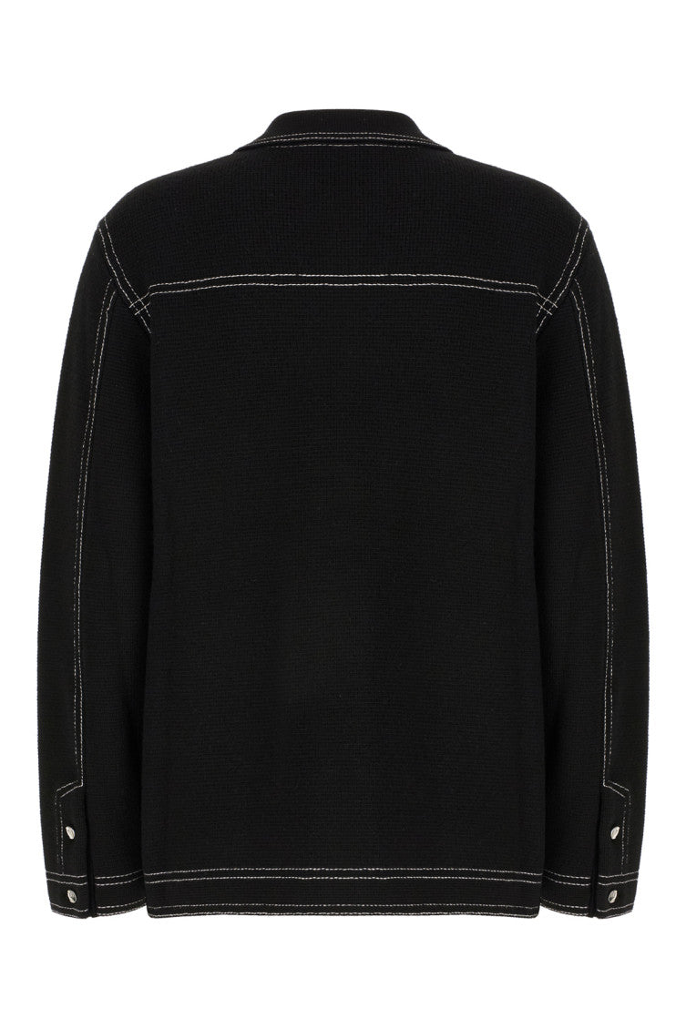 Black Textured Shirt Collar Jacket 2