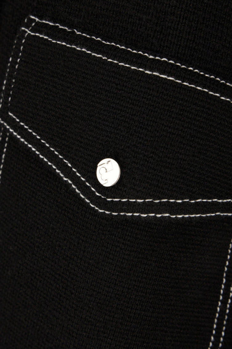 Black Textured Shirt Collar Jacket 3