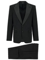Black Solid Peaked Lapel Suit 1