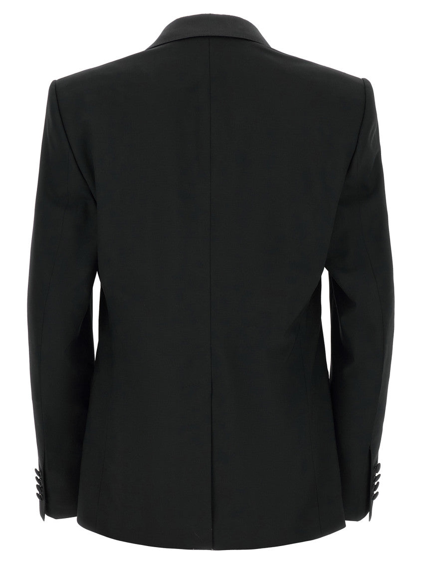 Black Solid Peaked Lapel Suit 2