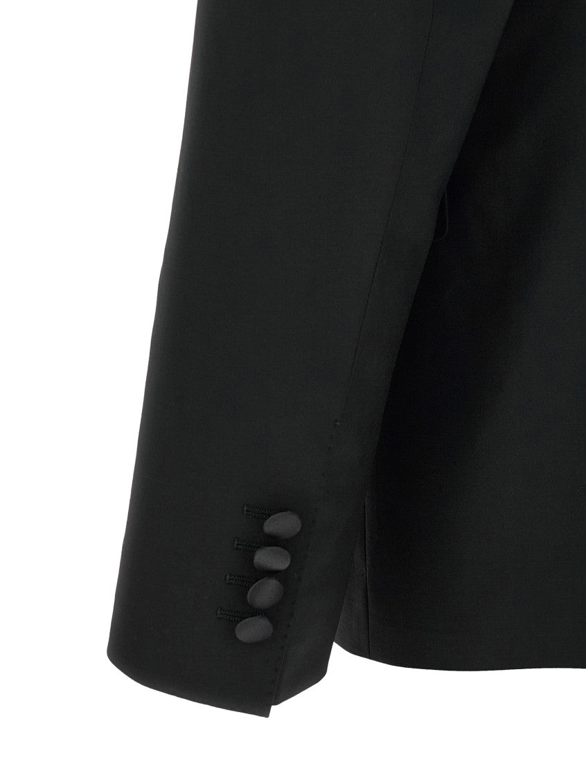 Black Solid Peaked Lapel Suit 3