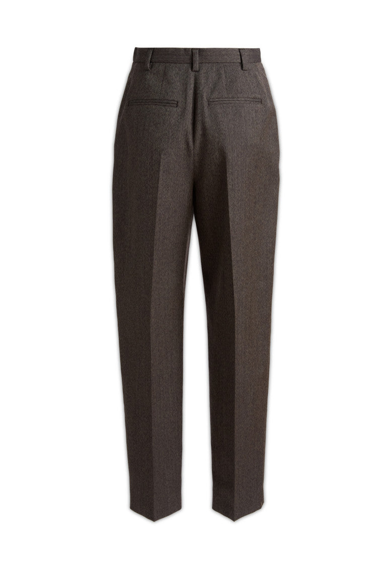 Brown Tapered Flat Front Pants 2