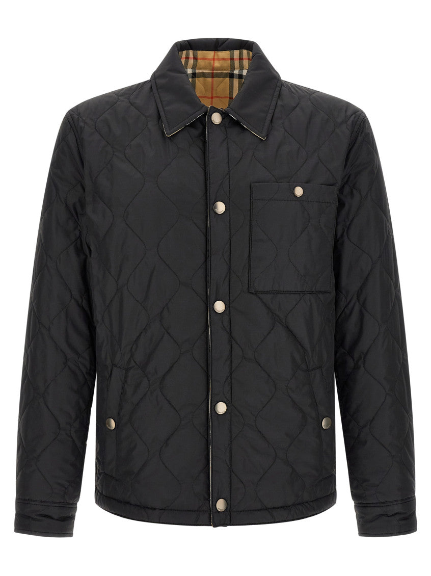Black Quilted Shirt Collar Jacket 1