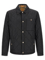 Black Quilted Shirt Collar Jacket 1