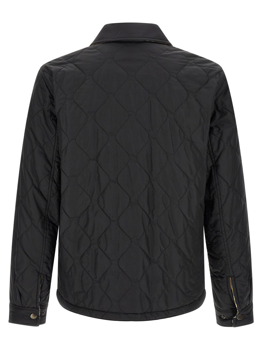 Black Quilted Shirt Collar Jacket 3