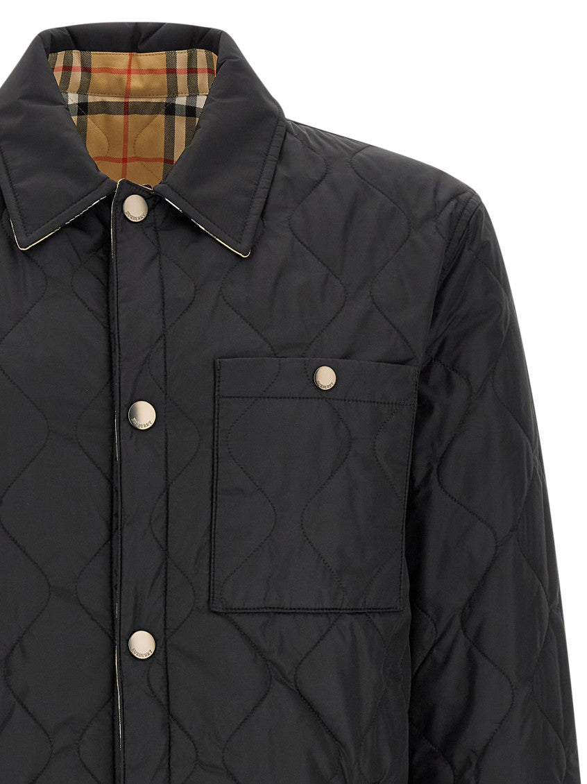 Black Quilted Shirt Collar Jacket 4
