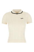 Beige Knitted Shirt Collar Sweater 1