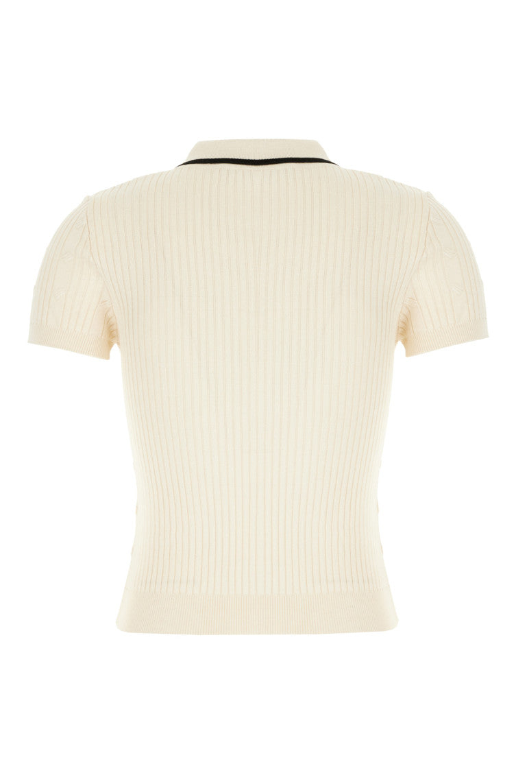 Beige Knitted Shirt Collar Sweater 2