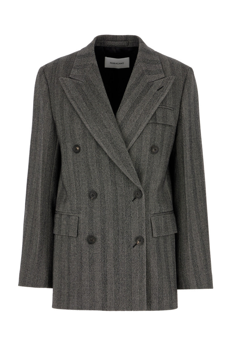 Grey Peaked Lapel Blazer 1