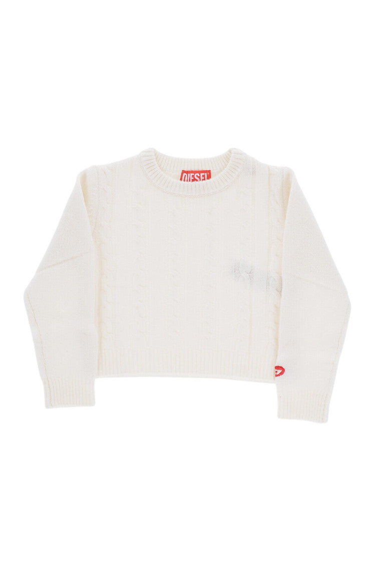 Girls White Knitted Sweater 1