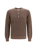 Brown Knitted Henley Sweater 1