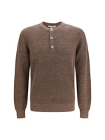Brown Knitted Henley Sweater 1