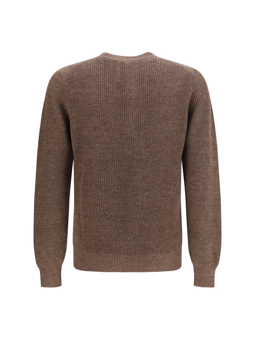 Brown Knitted Henley Sweater 2