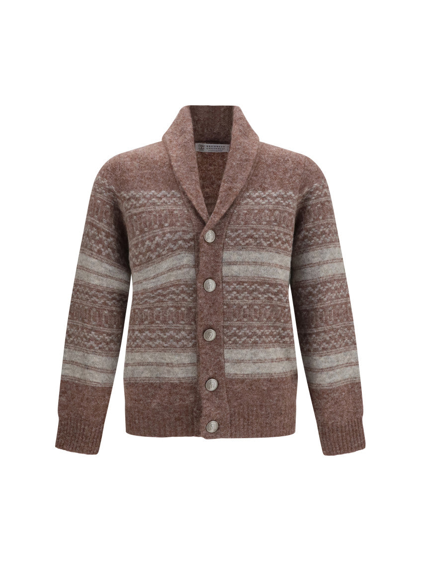 Brown Shawl Neck Cardigan 1